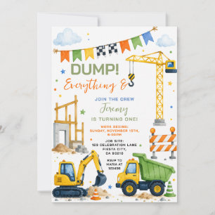 Invitation Fête d'anniversaire du camion à benne tout le mond
