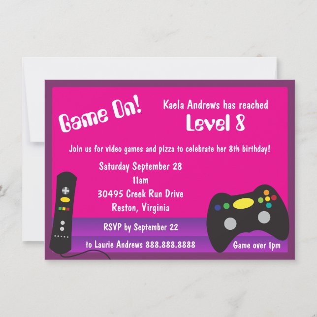 Invitation Fête d'anniversaire du Camion de jeu vidéo pour fi (Devant)