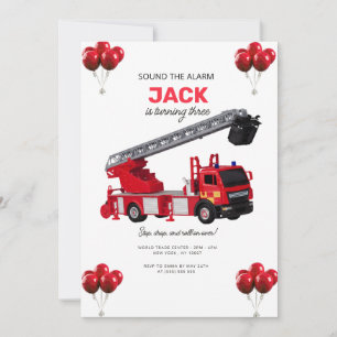 Invitation Fête d'anniversaire du Camion d'incendie rouge