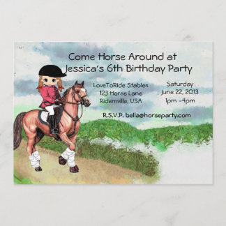 Invitation Fête d'anniversaire du cheval de la fille
