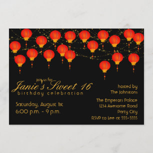 Invitation Fête d'anniversaire du ciel de lanterne