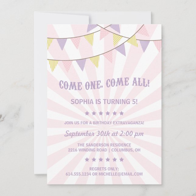 Invitation Fête d'anniversaire du cirque (Devant)