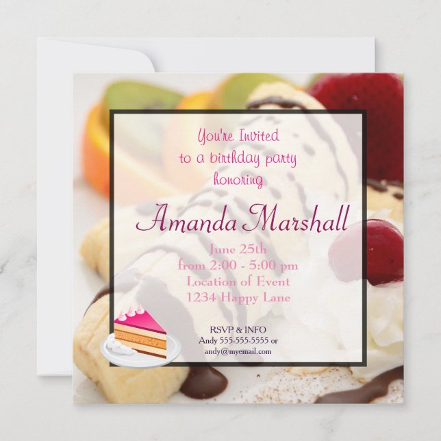 Invitation Fête d'Anniversaire du Dessert (Devant)