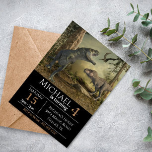 Invitation Fête d'anniversaire du dinosaure Tyrannosaurus T-R