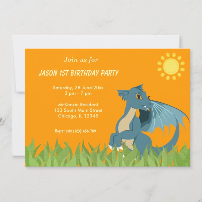Invitation Fête d'anniversaire du dragon (Devant)