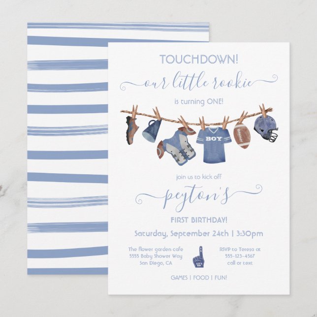 Invitation Fête d'anniversaire du football (Devant / Derrière)