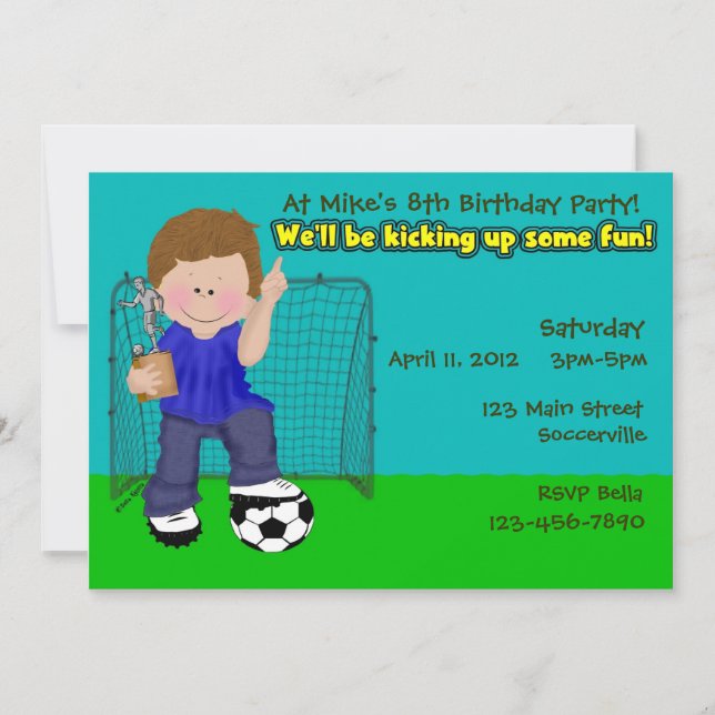 Invitation Fête d'anniversaire du football (Devant)