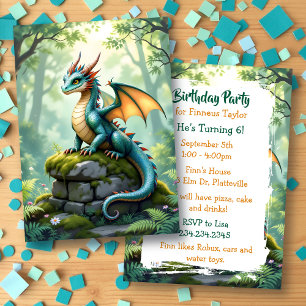Invitation Fête d'anniversaire du garçon à thème Dragon