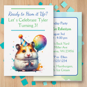 Invitation Fête d'anniversaire du garçon à thème Hamster