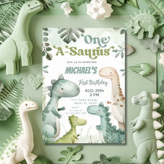 Invitation Fête d'anniversaire du garçon Dinosaur One-A-Sauru