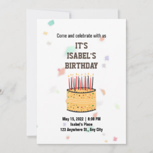Invitation Fête d'anniversaire du gâteau surprise Watercolor