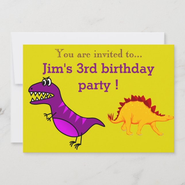 Invitation Fête d'anniversaire du jeune garçon de dinosaure v (Devant)