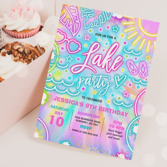 Invitation Fête d'anniversaire du lac Diapositive de la lame  (Créateur téléchargé)