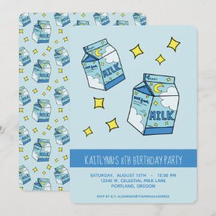 Invitation Fête d'anniversaire du Lait bleu céleste