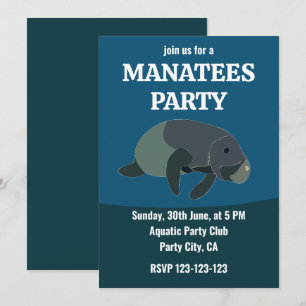 Invitation Fête d'anniversaire du lamantin sous la mer Lamant