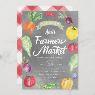 Invitation Fête d'anniversaire du marché rustique des fermier