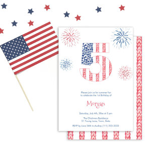 Invitation Fête d'anniversaire du Memorial Day pétard 5 ans