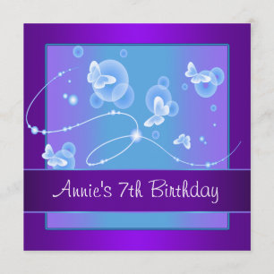 Invitation Fête d'anniversaire du papillon pourpre