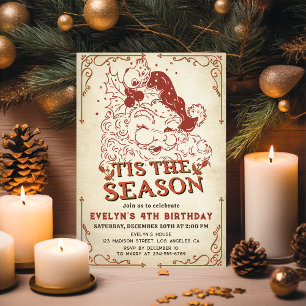 Invitation Fête d'anniversaire du Père Noël Vintage
