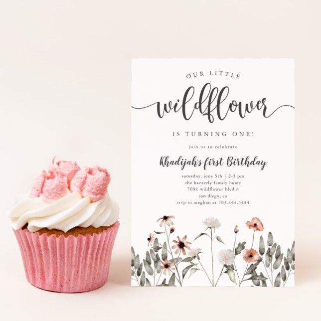 Invitation Fête d'anniversaire du petit Fleur sauvage (Créateur téléchargé)