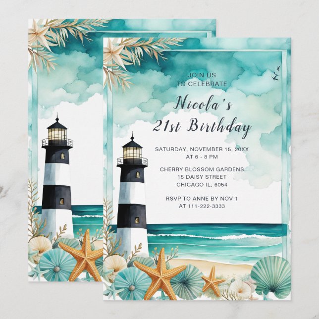 Invitation Fête d'anniversaire du phare nautique (Devant / Derrière)