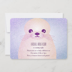 Invitation Fête d'anniversaire du phoque Lilac de la fille