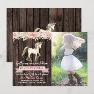 Invitation Fête d'anniversaire du Pony Pony, fillette photo d