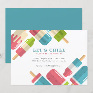Invitation Fête d'anniversaire du Popsicle d'été moderne