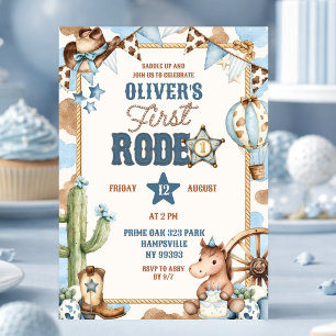 Invitation Fête d'anniversaire du premier rodéo de Blue Cowbo