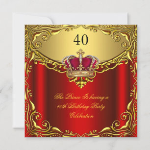Invitation Fête d'anniversaire du Prince Roi Couronne Rouge O