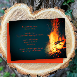 Invitation Fête d'anniversaire du quartier autour d'un feu de