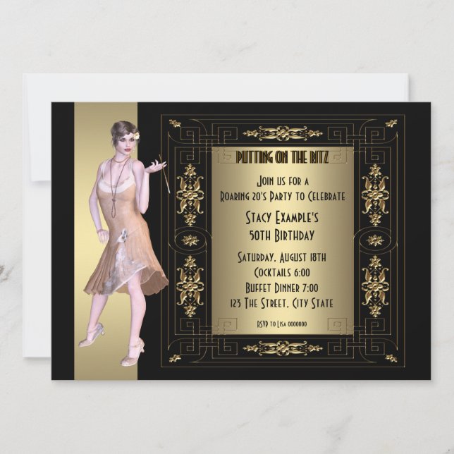 Invitation Fête d'anniversaire du Roaring 20's (Devant)
