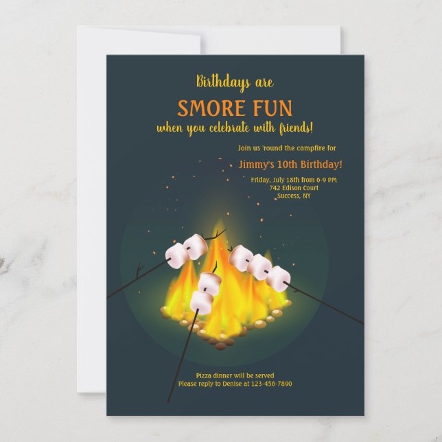 Invitation Fête d'anniversaire du rôti Marshmallows (Devant)