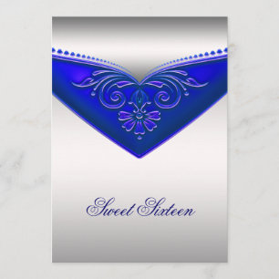 Invitation Fête d'anniversaire du Royal Blue Ivory Sweet sixt