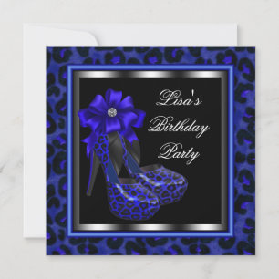 Invitation Fête d'anniversaire du Royal Blue Leopard