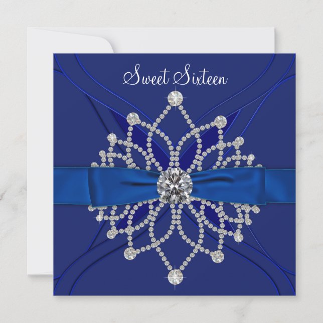 Invitation Fête d'anniversaire du Royal Blue Sweet sixteen (Devant)