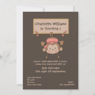 Invitation Fête d'anniversaire du singe