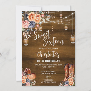 Invitation Fête d'anniversaire du Sweet sixteen occidental ru