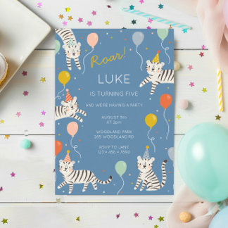 Invitation Fête d'anniversaire du tigre blanc