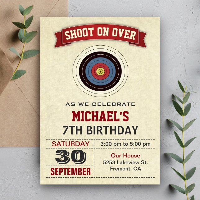 Invitation Fête d'anniversaire du tir à l'arc (Créateur téléchargé)