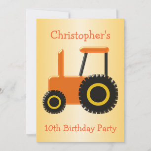 Invitation Fête d'anniversaire du Tracteur orange