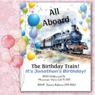 Invitation Fête d'anniversaire du train à bord