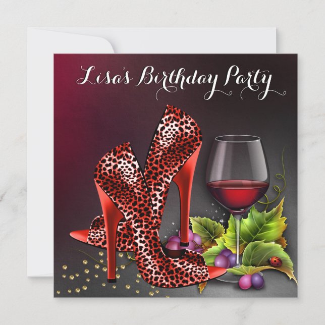 Invitation Fête d'anniversaire du vin rouge (Devant)