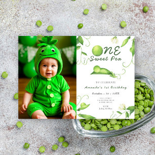 Invitation Fête d'anniversaire d'un an pour un doux pois