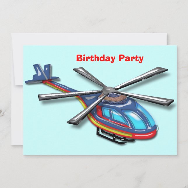 Invitation Fête d'anniversaire d'un hélicoptère volant (Devant)