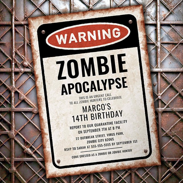 Invitation Fête d'anniversaire d'une épidémie de zombie avec  (Créateur téléchargé)