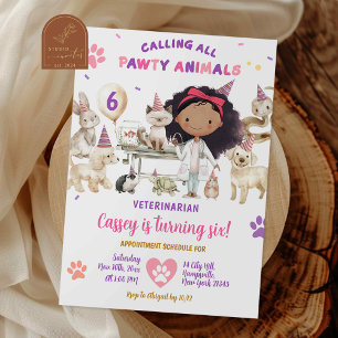 Invitation Fête d'anniversaire d'une fille africaine vétérina