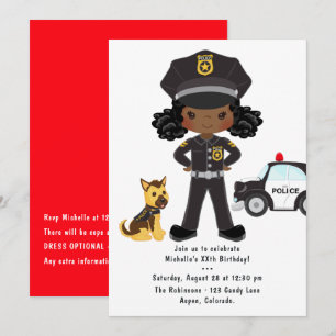 Invitation Fête d'anniversaire d'une policière noire