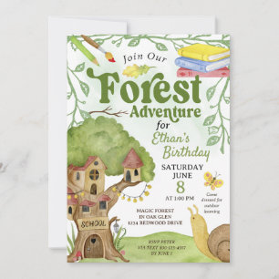 Invitation Fête d'anniversaire École de la forêt de Woodland