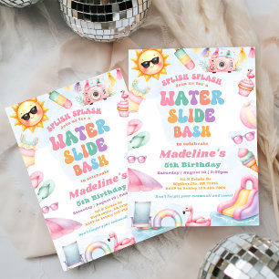 Invitation Fête d'anniversaire Editable Summer Water Slide Ba